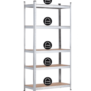 מדפי ברזל חזקים במיוחד – שילוב MDF וברזל מגולוון – 90x40x180 ס"מ